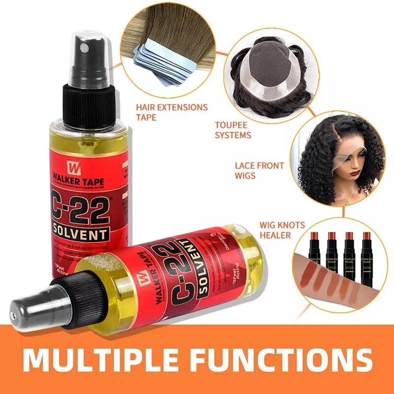 Removedor de solvente adhesivo de C-22, Spray para pelucas de encaje, cinta adhesiva de doble cara, removedor de extensión, 4OZ