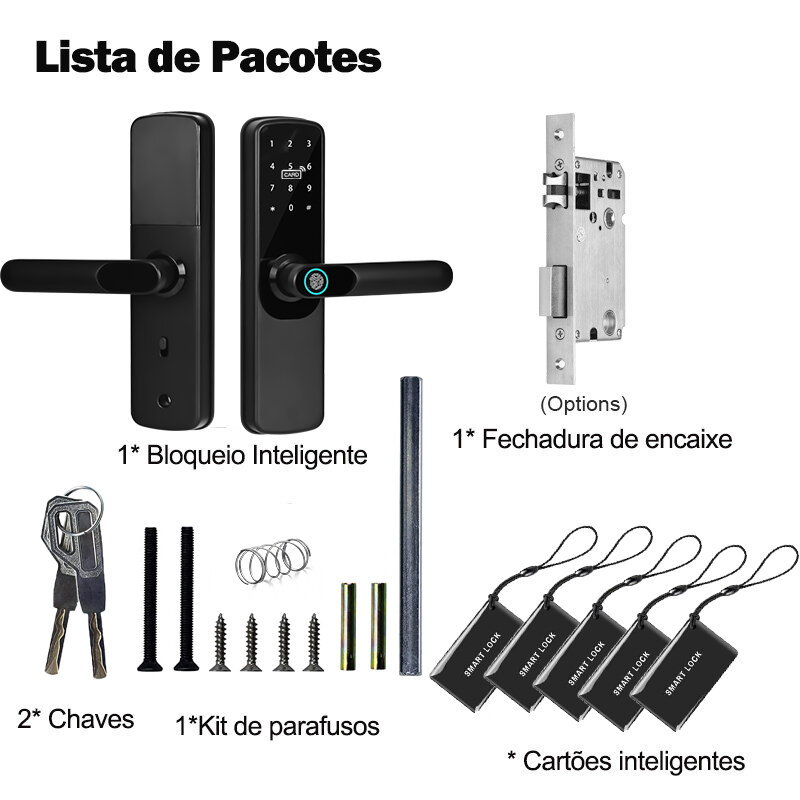 Do Brasil Tuya Wifi fechadura eletrônica digital fechadura da porta inteligente casa com senha biométrica impressão digital fechadura da porta APP remotamente