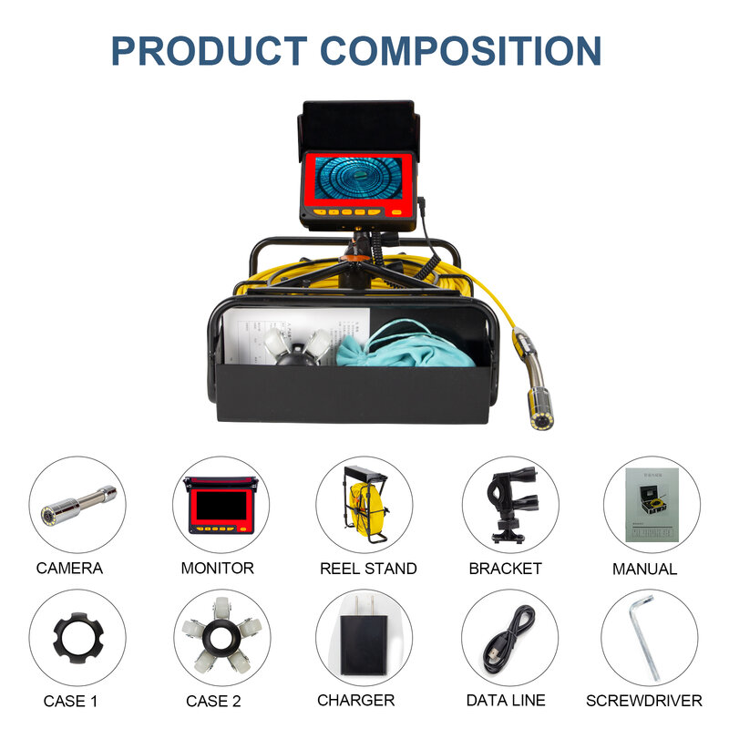 23MM Camera Pipe Inspection Camera with DVR 16GB FT Card,SYANSPAN Sewer Drain Industrial Endoscope 8500MHA Battery 10/20/30/50M