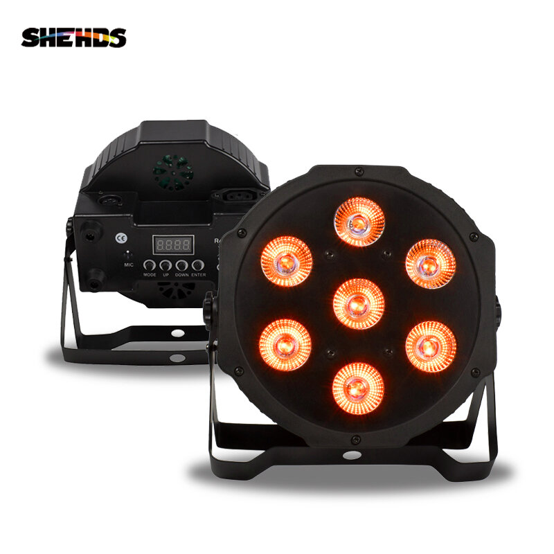SHEHDS-Stroboscope pio LED Par 7x18W RGBWA + Lumière UV DMXorg6-10CH, Lumière de Scène pour Divertissement à Domicile Professionnel