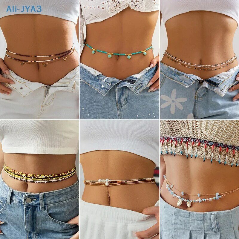Seed Beads Waist Chain Tiny Acrylic Multilayer Belly Body Chains For Women Sexy Jewelry