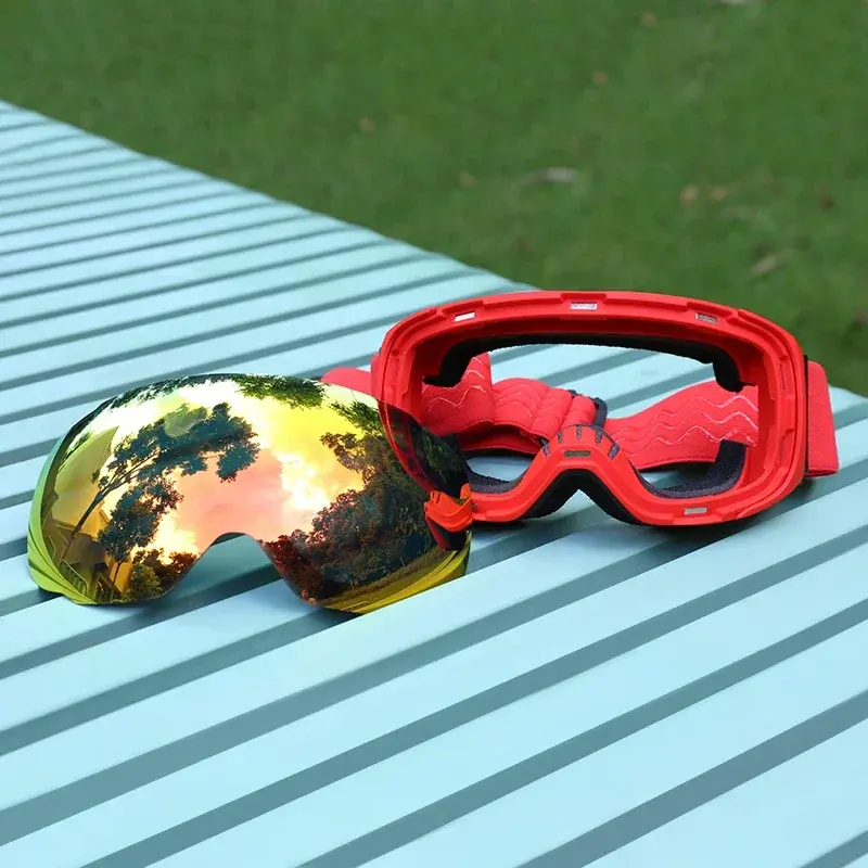 PHMAX Ski Goggles UV400 Anti-fog Eyewear Magnetic Lens Women Men Outdoor Sports Mountain Snowboard Big Snow Goggles With Mask