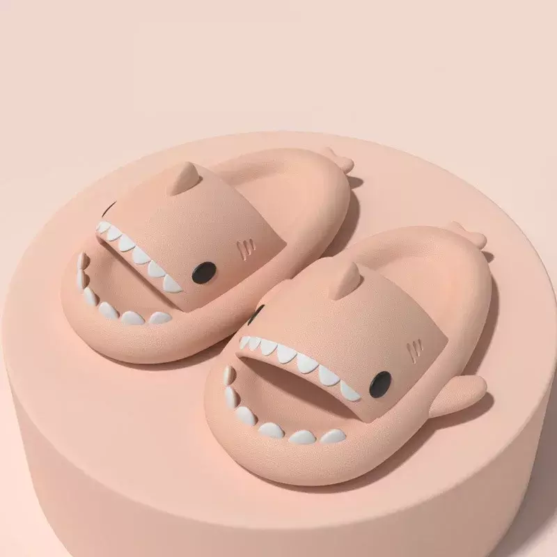 Cartoon Shark Children Slippers Thick Bottom Soft Sole Men Women Kids Slipper Non-slip Abrasion Resistant Bathroom Sandal Shoes