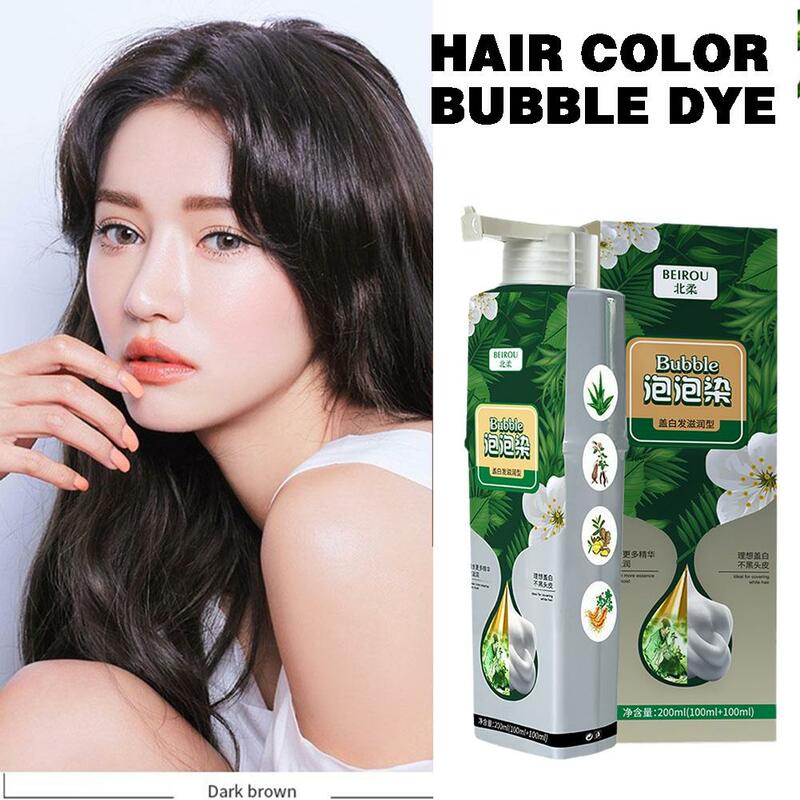 200ml Bubble Hair Dye Plant Essence crema colorante per capelli Shampoo colorante per capelli non danneggia il cuoio capelluto e la Formula botanica dei capelli