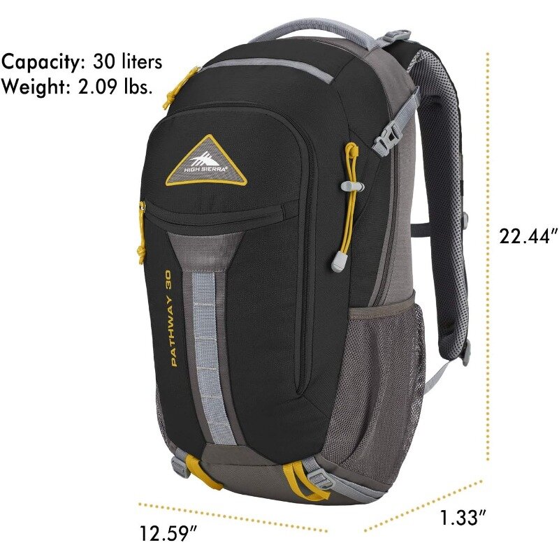 Походный рюкзак с внутренней рамой, черный/шиферный/Золотой, 90 л