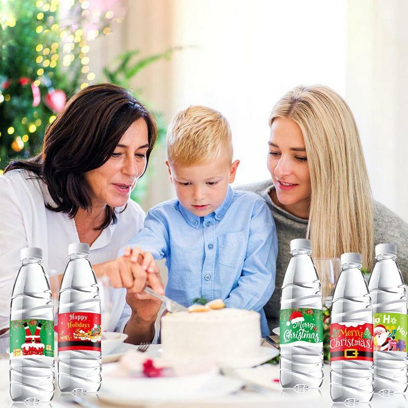 Papai Noel garrafa etiqueta adesivos, Desenhos animados garrafa adesiva adesivos, Natal engraçado, 6pcs