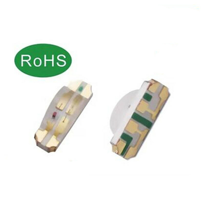 Diodos emissores de luz LED, grânulo de destaque, original, luz amarela e verde lateral, 3010 SMD, 1206, 50pcs