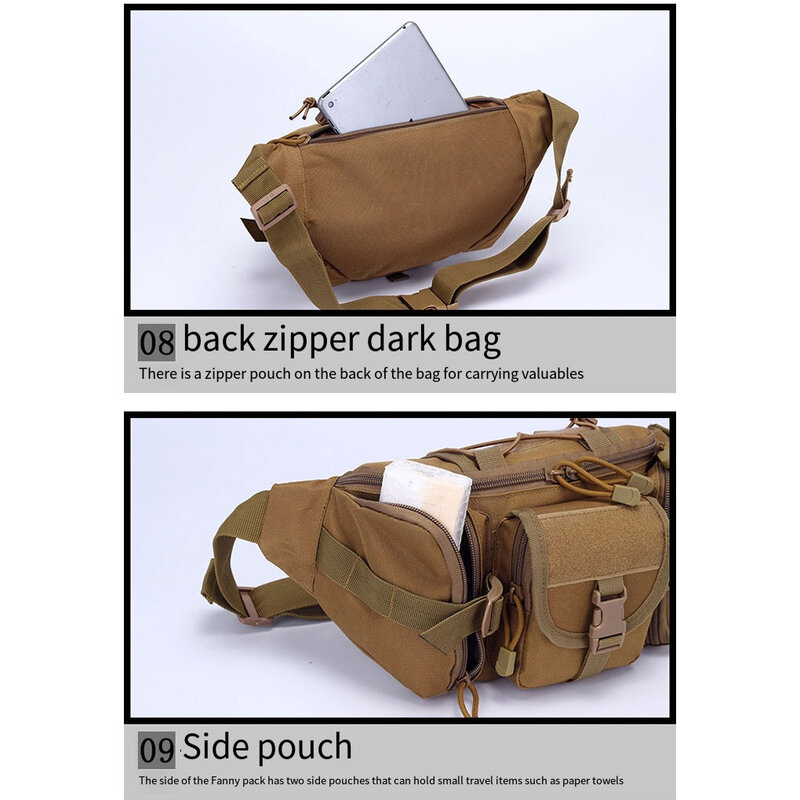 OxfordCloth Men Women Military Waist Bags Versatile And Water-Resistant Durable Outdoor Activities Jungle Digital