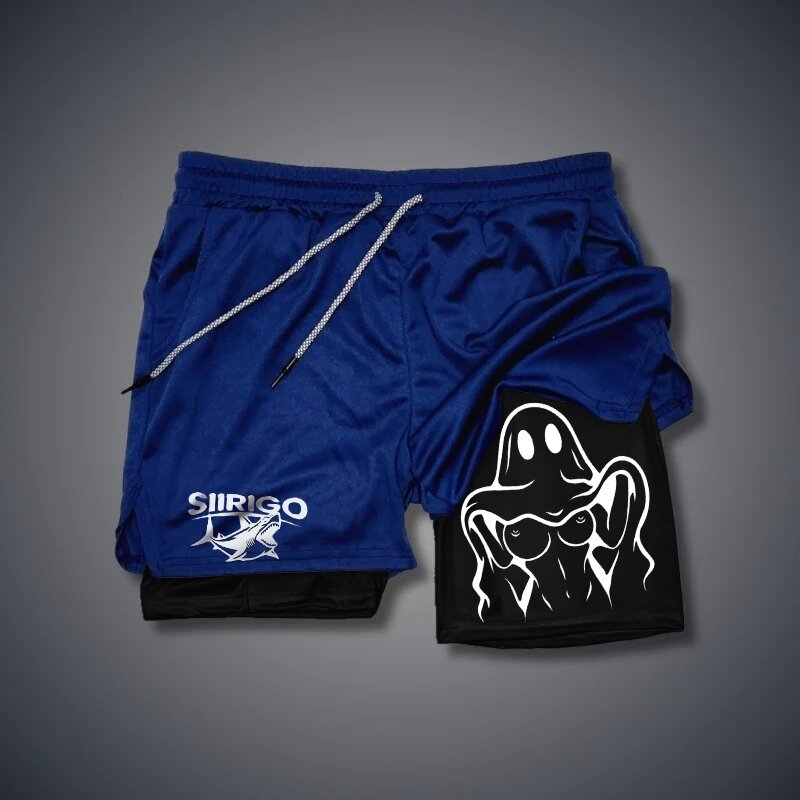 Двухслойные шорты для фитнеса для мужчин, летние облегающие быстросохнущие дышащие шорты для мужчин, спортивная и фитнес-одежда