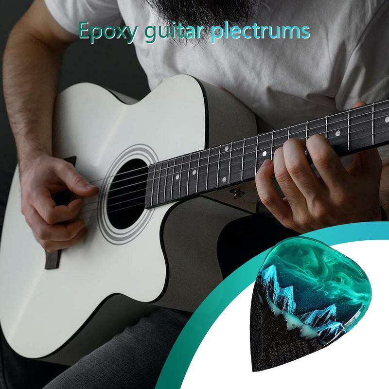 Pick gitar Resin portabel, plektrum Resin untuk pecinta gitar menghadirkan pilihan gitar elegan untuk pesta festival musik