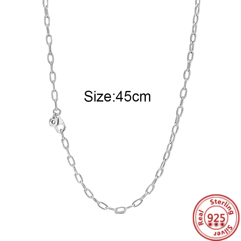 Collar de plata de ley 100% 925 auténtica para mujer, cadena de eslabones de moda clásica, colgante de joyería artesanal, fabricación DIY