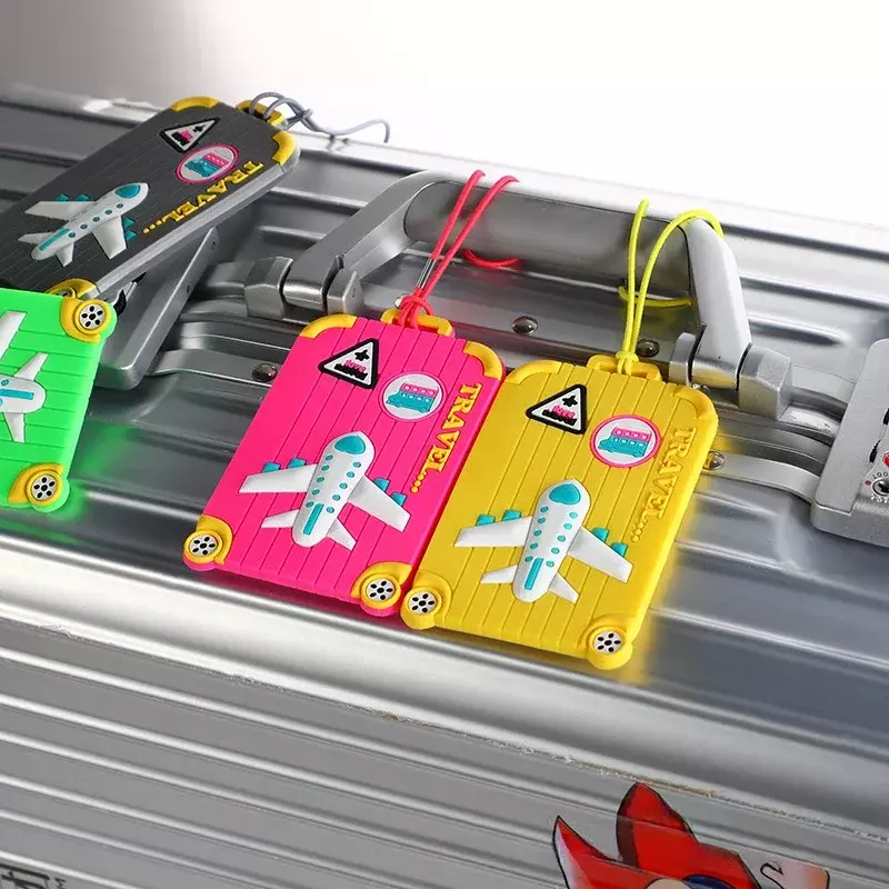 Etiquetas de equipaje de PVC, accesorios de viaje, etiquetas de maleta de silicona, estilo de moda, etiqueta de viaje portátil, soporte de dirección de identificación