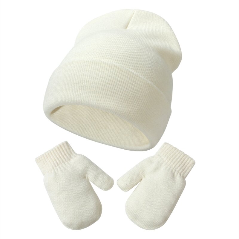 Set di guanti per cappelli invernali lavorati a maglia per neonati, ragazze e ragazzi