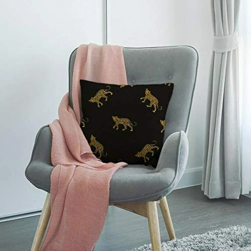 Наволочка для подушки с леопардовым рисунком, декоративная квадратная подушка из хлопка и льна с абстрактным изображением диких животных, с леопардовым рисунком