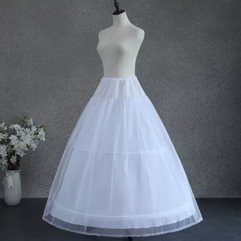 Mulher branco casamento petticoat 2 hoop dupla camada nupcial crinolines com tule rede underskirt metade desliza para vestido de baile