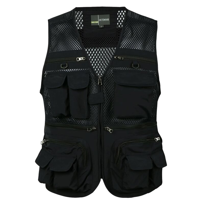 Men's Vest Tactical Webbed Gear Coat Summer Photographer Waistcoat Tool Many Pocket Mesh Work Sleeveless Jacket Male