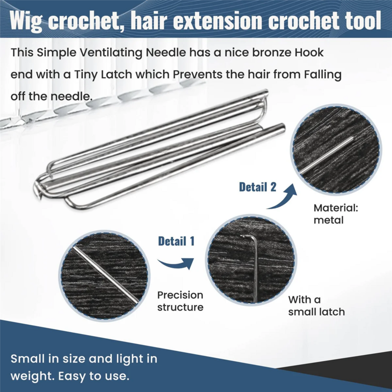 5 buah Wig ekstensi rambut kait ventilasi jarum untuk Wig membuat Crochet alat kait perbaikan Wig renda kait jarum