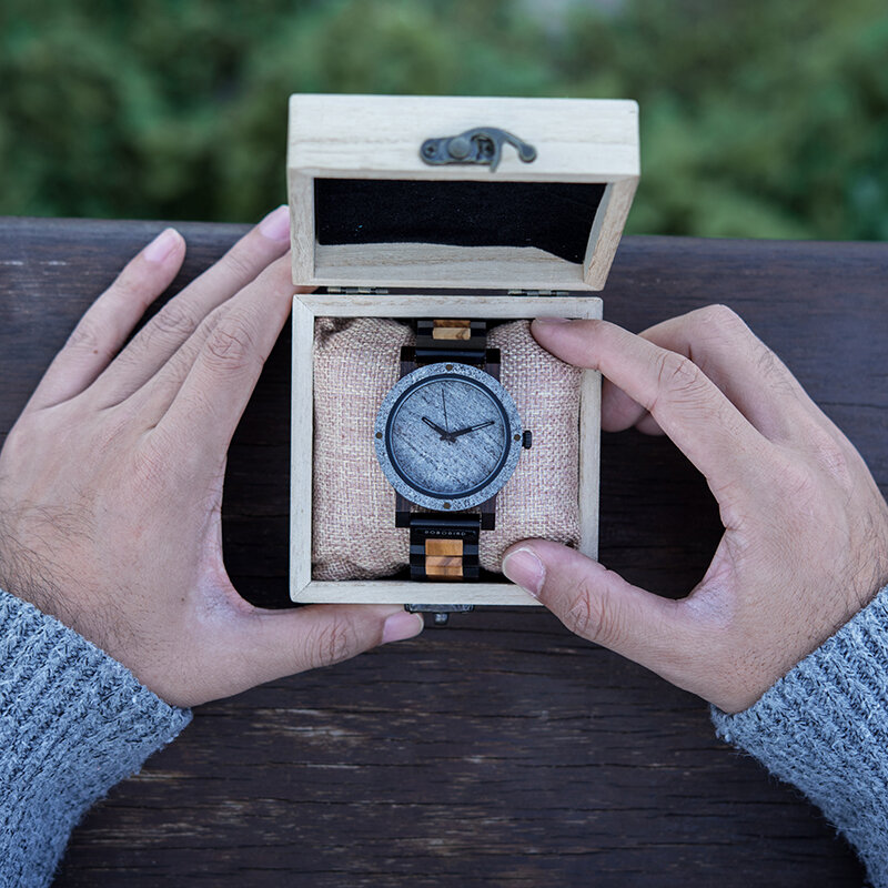 BOBO BIRD-reloj analógico de madera para hombre, nuevo accesorio de pulsera de cuarzo resistente al agua con calendario, complemento Masculino de marca de lujo con diseño de piedra, perfecto para regalo de Navidad, 2022