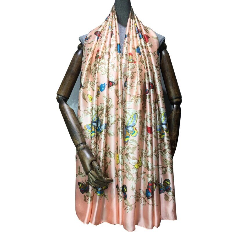 2018 chiffon lenço de seda feminino primavera outono seda verão poliéster protetor solar capa bandana xale envoltório roubou 90*180cm