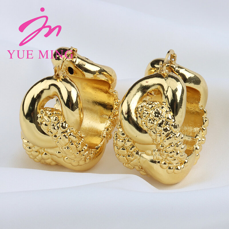 Dubai Gold Color Earrings for Women Gold Plated Hoop Earrings For Bride Design Weddings 2022 Trend Lady Hook Earrings Jewellery