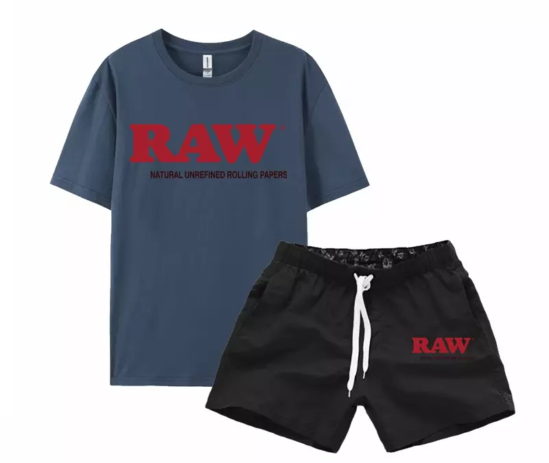 Summer set for men's sports couples, short sleeved quick drying fashion running shorts, T-shirt, and two-piece pants set