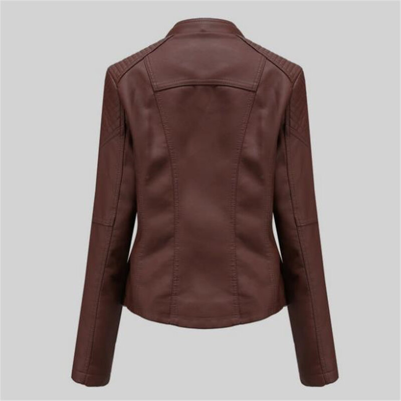 New Spring Hot Sale 2024 Turn-Down Collar Pu Faux Leather Jackets Women Luxury Coats Autumn Waterproof Windproof Outerwear