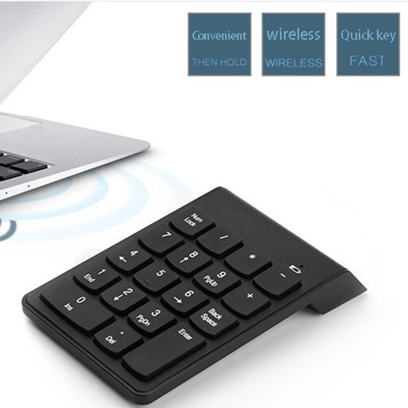 Sem fio 2.4 teclado numérico, Mini teclado do escritório, adequado para empresas e trabalhadores, Bluetooth, 18 chaves