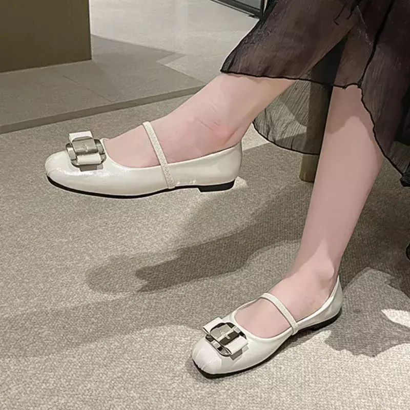 Модные женские туфли 2024, минималистичные туфли на плоской подошве с французским квадратным носком, новые модные и удобные туфли с низким вырезом