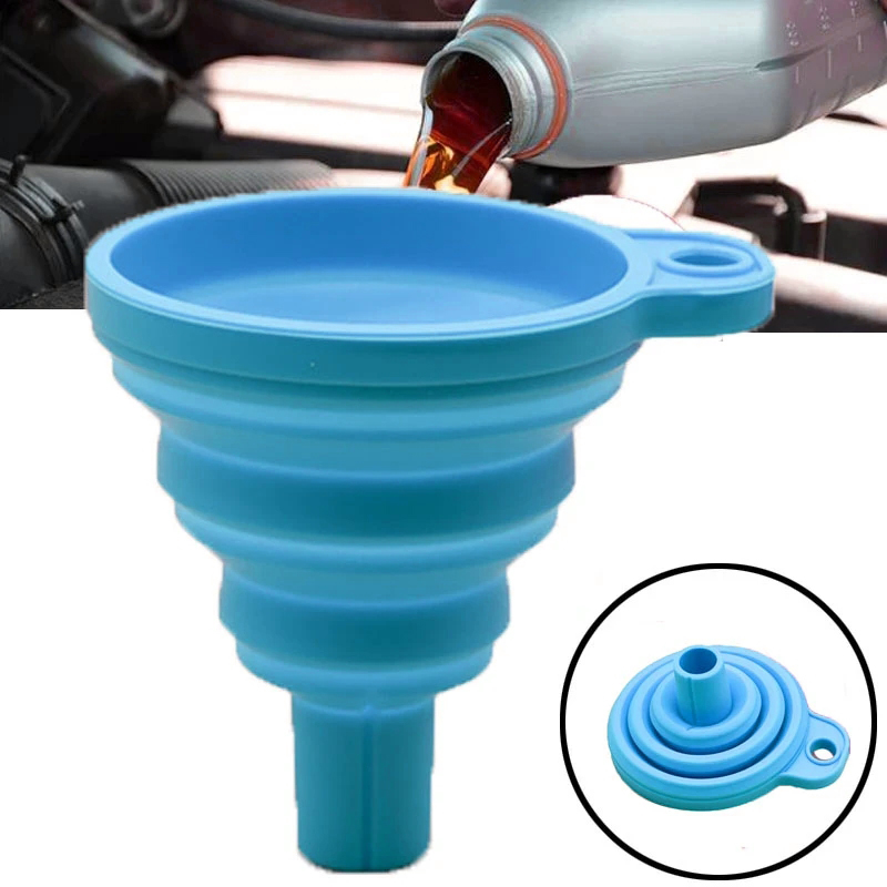 Car Engine Funnel Universal Silicone Liquid Funnel Washer Fluid Change Foldable Portable Auto Engine Oil Petrol Change Funnels