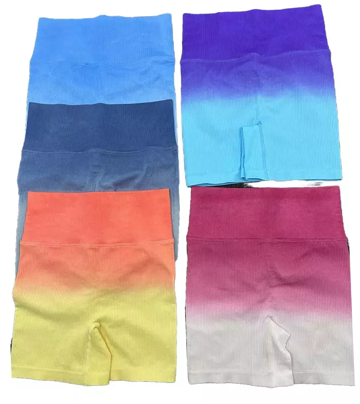 Pantalones cortos deportivos de Color degradado para mujer, ropa deportiva de entrenamiento para gimnasio, Yoga y motociclista