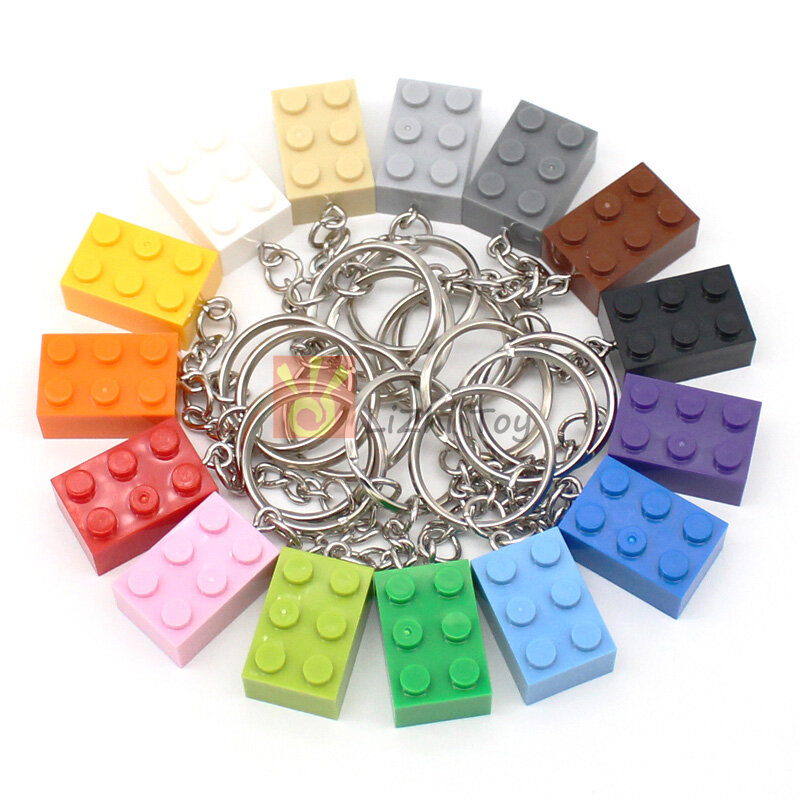 다채로운 3002 브릭 2x3 키 체인 빌딩 블록 장난감, MOC 브릭 키 체인과 호환되는 어린이 창의적인 선물, 5-15 개