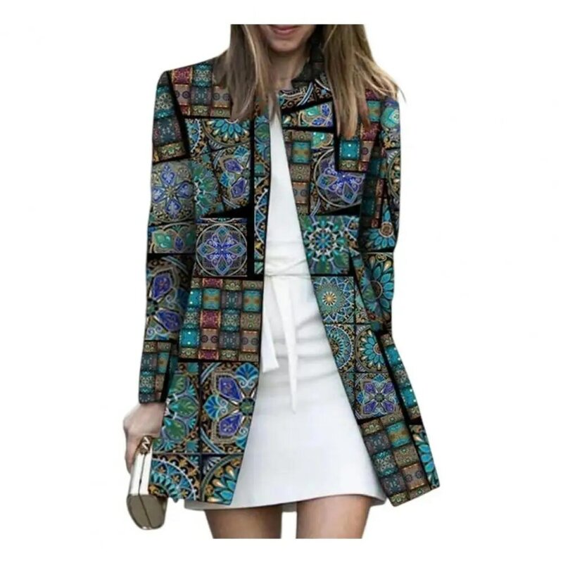 Cardigan gola com padrão irregular, casaco retro, jaqueta vintage