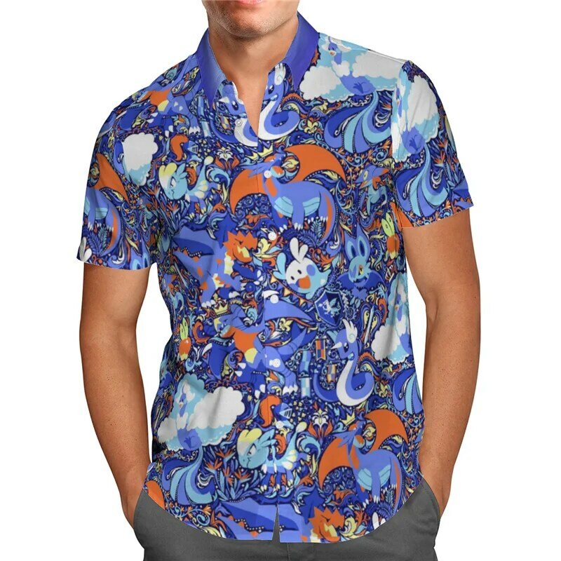 Anime 3D printed Beach Hawaiian Summer Shirt Short sleeve shirt Street wear oversized social shirt