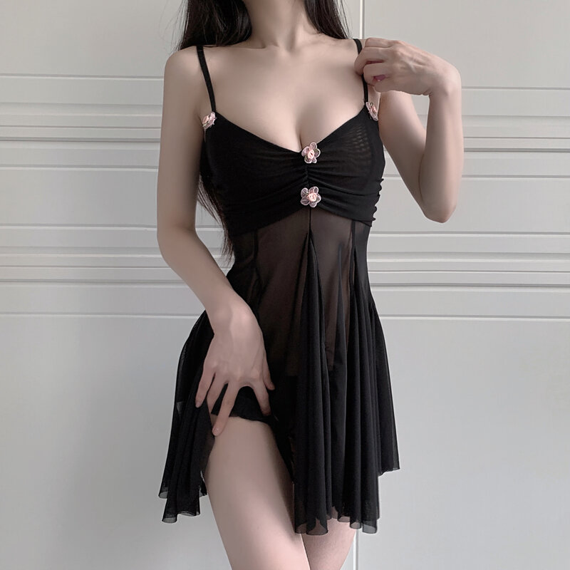 Pornographic lingerie, mesh camisole nightgown, passion, perspective, temptation, sexy nightgown, pure desire set