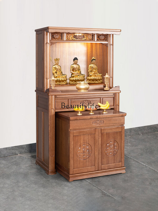 Solid Wood New Chinese Style Buddha Cabinet Household Shrine Modern Light Luxury Simple Altar Cabinet
