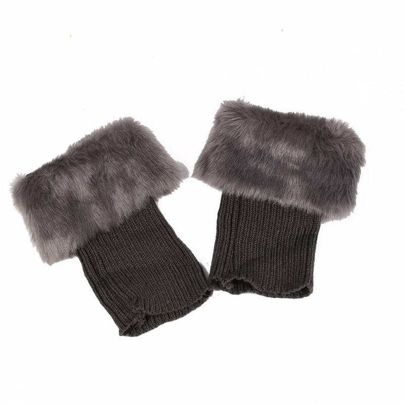 Faux Fur Cuffs Cover para Mulheres, Leg Warmers, Botas Toppers, Meias, Boot, Crochet Trim, Trim, Lady, Inverno, Fo, G9y1