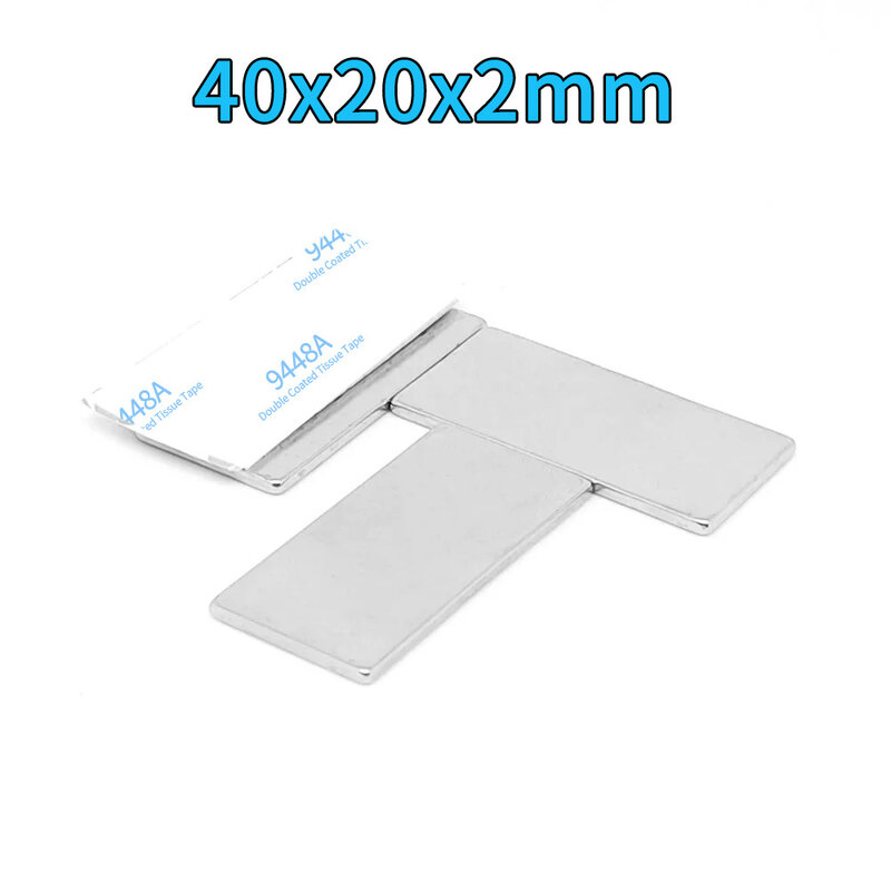2/5/10/15/20/50PCS 40x20x2mm Block Strong Powerful Magnets With 3M Self - Adhesive 40*20*2 Long Neodymium Magnet Sheet 40x20x2