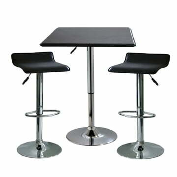 Square Adjustable 26" to 36"in Height Classic Bistro Black Finish Bar Table with Vinyl Covering