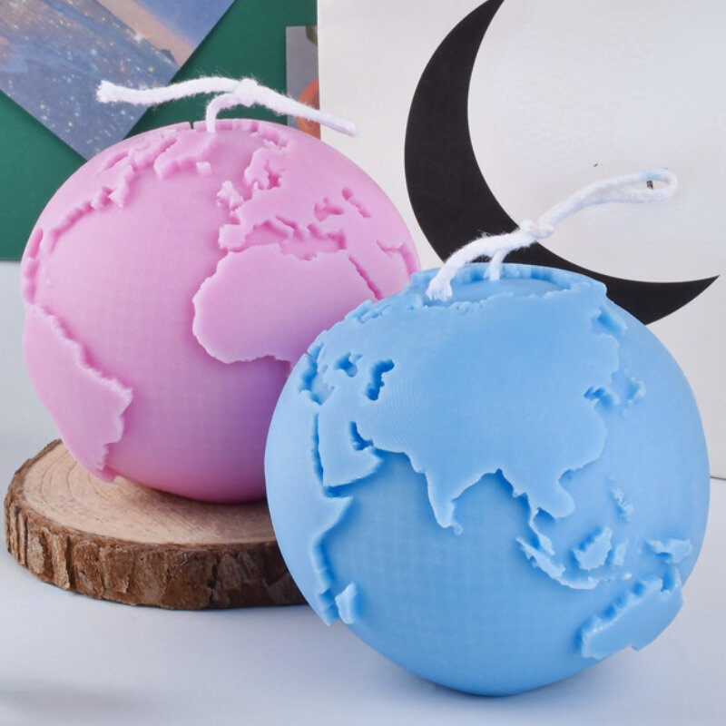 3D Earth Moon stampo per candele in Silicone fai da te creativo spazio candela fare sapone fatto a mano resina argilla stampo regali Art Craft Home Decor