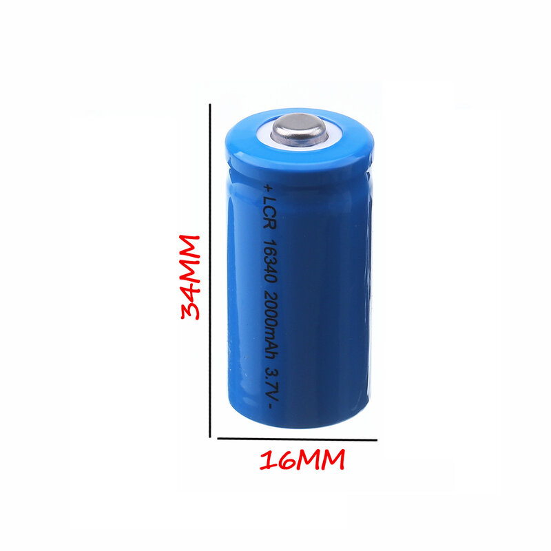Bateria recarregável do Li-íon, 16340 bateria para CR123A, CR17345, K123A, VL123A, DL123A, 5018LC, SF123A, EL123AP, 3.7V, 2000mAh