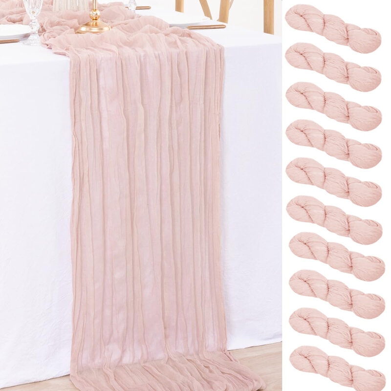 10PCS Wholesale Gauze Table Runner Wedding Semi-Sheer Vintage Cheesecloth Dining Party Christmas Banquet Arches Cake Table Decor