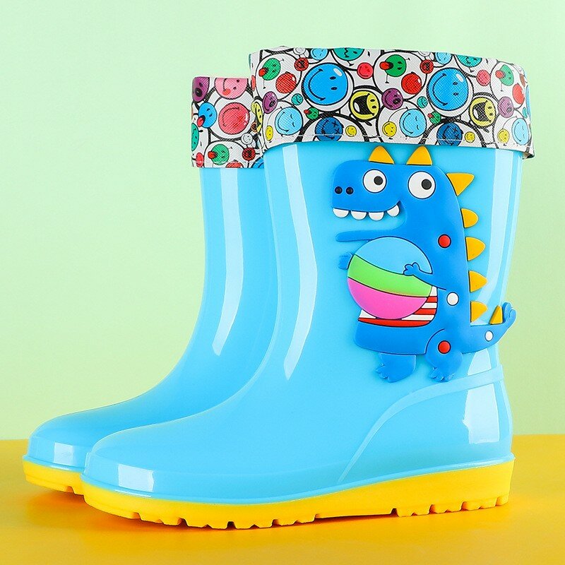 Bottes de pluie en caoutchouc pour enfants, chaussures d'eau de dinosaure de dessin animé pour garçons et filles, bottes de pluie imperméables amovibles quatre saisons