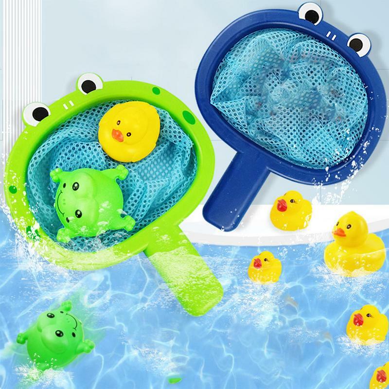 Bathtub Fishing Toy Fishing Floating Animal Toys Cute Bath Toys With Net 3 Ducks/Frogs Fun Bathroom Pool Accessory Bathroom Toys