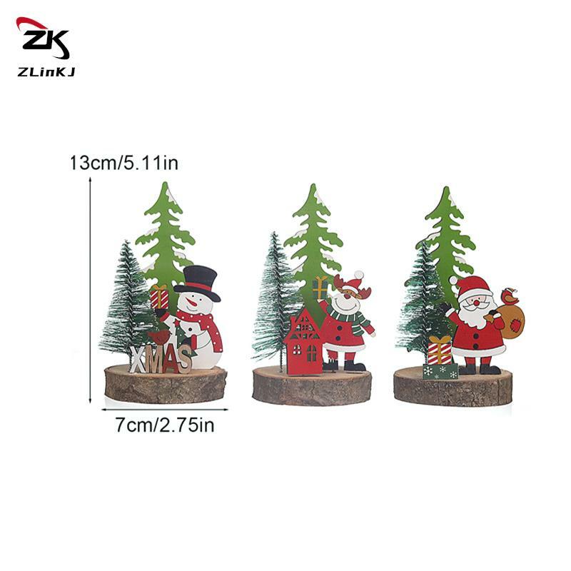 Papai Noel madeira árvore de natal ornamento, decoração desktop, boneco de neve do Natal, ano novo festa presentes, 2023