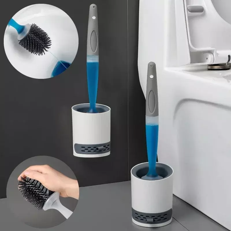 Detergent do wielokrotnego napełniania zestaw szczotek toaletowych na ścianie z uchwytem silikonowa szczotka TPR do narzędzi do czyszczenia narożników akcesoria łazienkowe