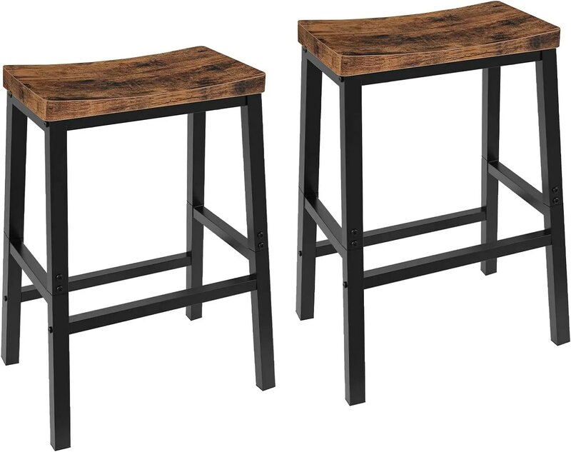 Stołki barowe, zestaw 2 krzesła barowe 23.6 Cal stołki siodłowe blat kuchenny taborety z podnóżkami stołki przemysłowe do jadalni