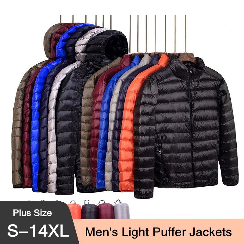 Big Size 5xl 11xl Men's Autumn Winter Short Puffer Jackets 2023 New Men Ultra-thin Lightweight White Duck Down Casual Coats