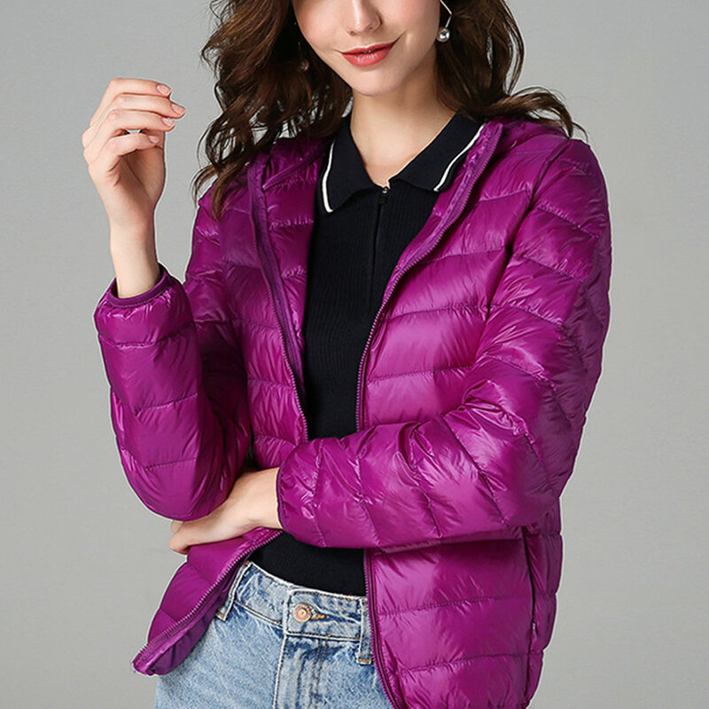 여성용 후드 스탠드 칼라 겨울 재킷, 플러스 사이즈 단색 따뜻한 재킷, 겨울 야외 착용