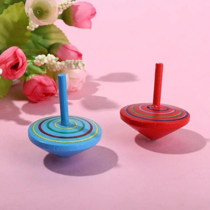 Multicolore Mini colorato cartone animato pigne giroscopio in legno giocattoli bambini adulto sollievo Stress Desktop trottola gioco educativo