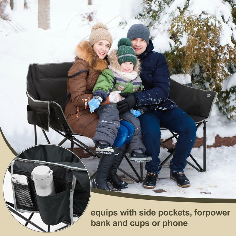 Double Oversized Folding Outdoor Camping Chair, cadeiras quentes, resistente, pátio, quintal, jardim, gramado, esportes